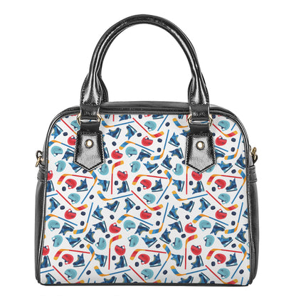 Hockey Equipment Pattern Print Shoulder Handbag