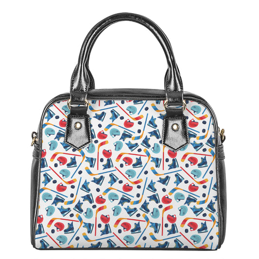 Hockey Equipment Pattern Print Shoulder Handbag