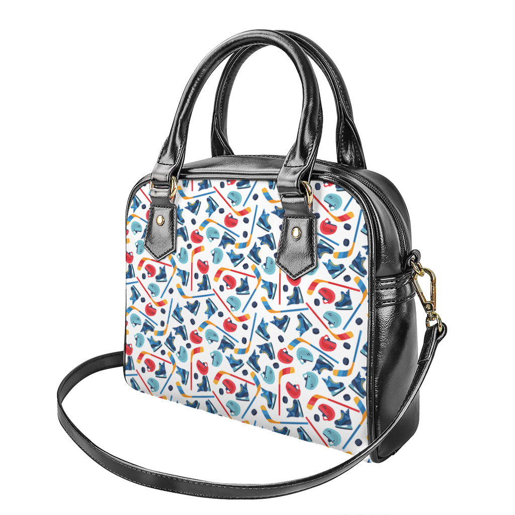Hockey Equipment Pattern Print Shoulder Handbag