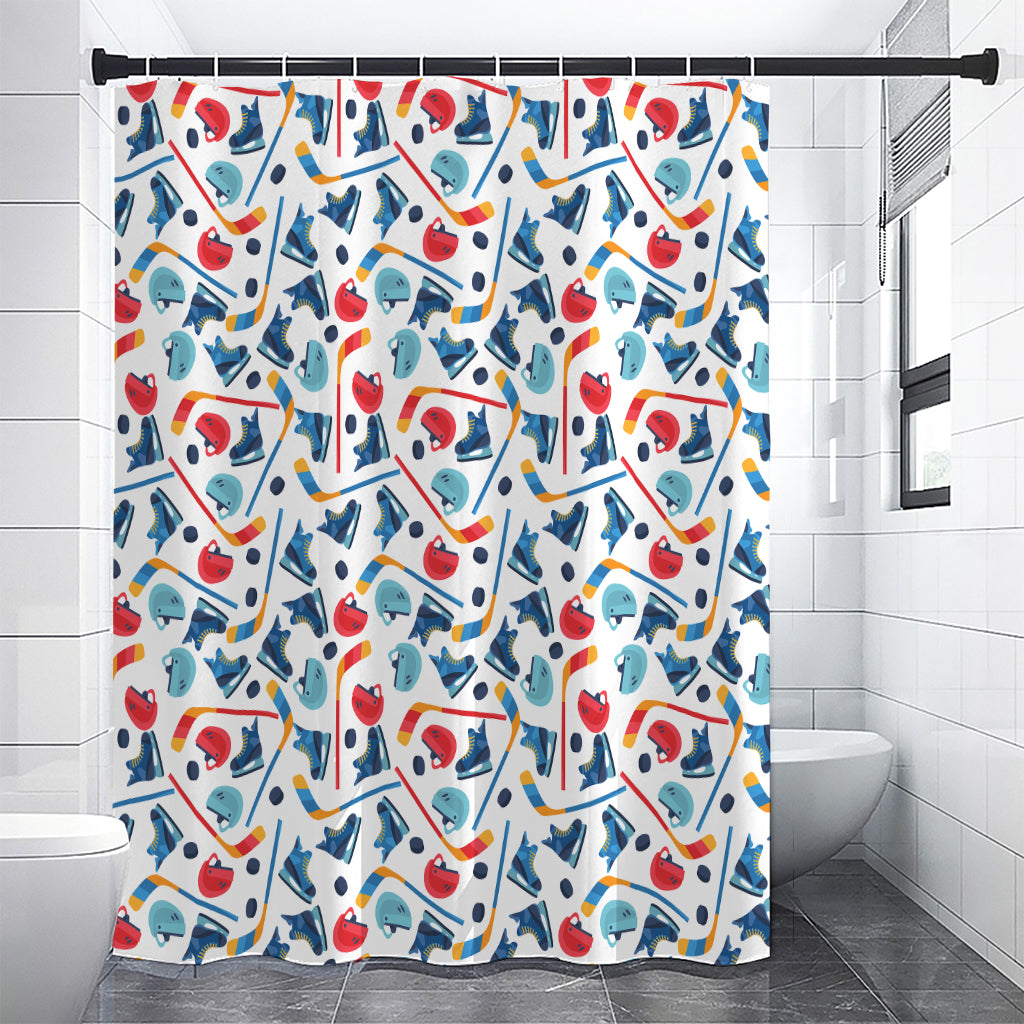 Hockey Equipment Pattern Print Shower Curtain