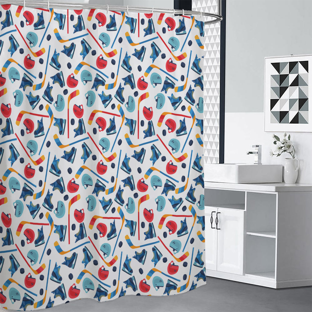 Hockey Equipment Pattern Print Shower Curtain