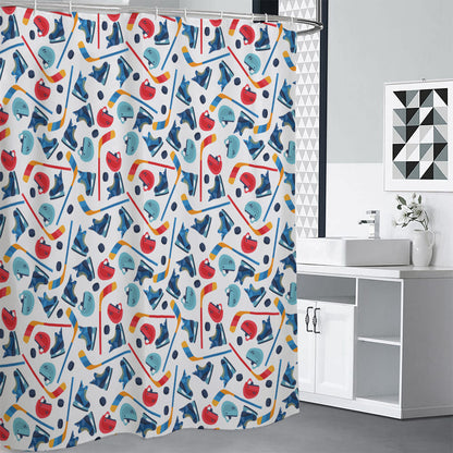 Hockey Equipment Pattern Print Shower Curtain