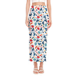 Hockey Equipment Pattern Print Side Slit Maxi Skirt