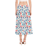 Hockey Equipment Pattern Print Side Slit Midi Skirt