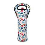 Hockey Equipment Pattern Print Single Neoprene Wine Tote