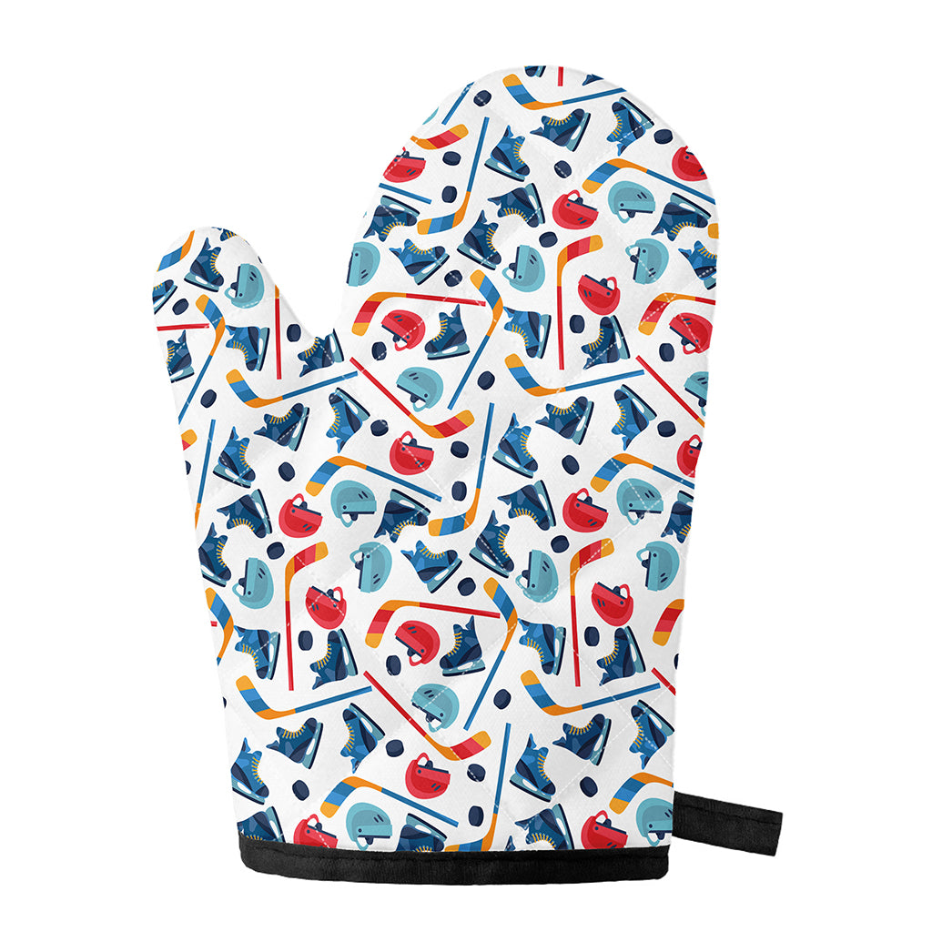 Hockey Equipment Pattern Print Single Oven Mitt