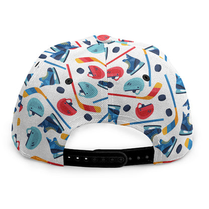 Hockey Equipment Pattern Print Snapback Cap