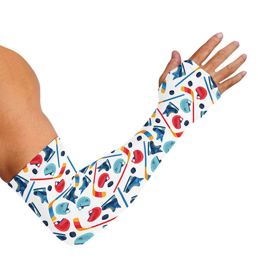 Hockey Equipment Pattern Print Sun Protection Arm Sleeves