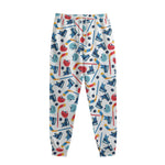 Hockey Equipment Pattern Print Sweatpants