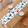 Hockey Equipment Pattern Print Table Runner