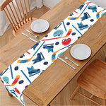 Hockey Equipment Pattern Print Table Runner