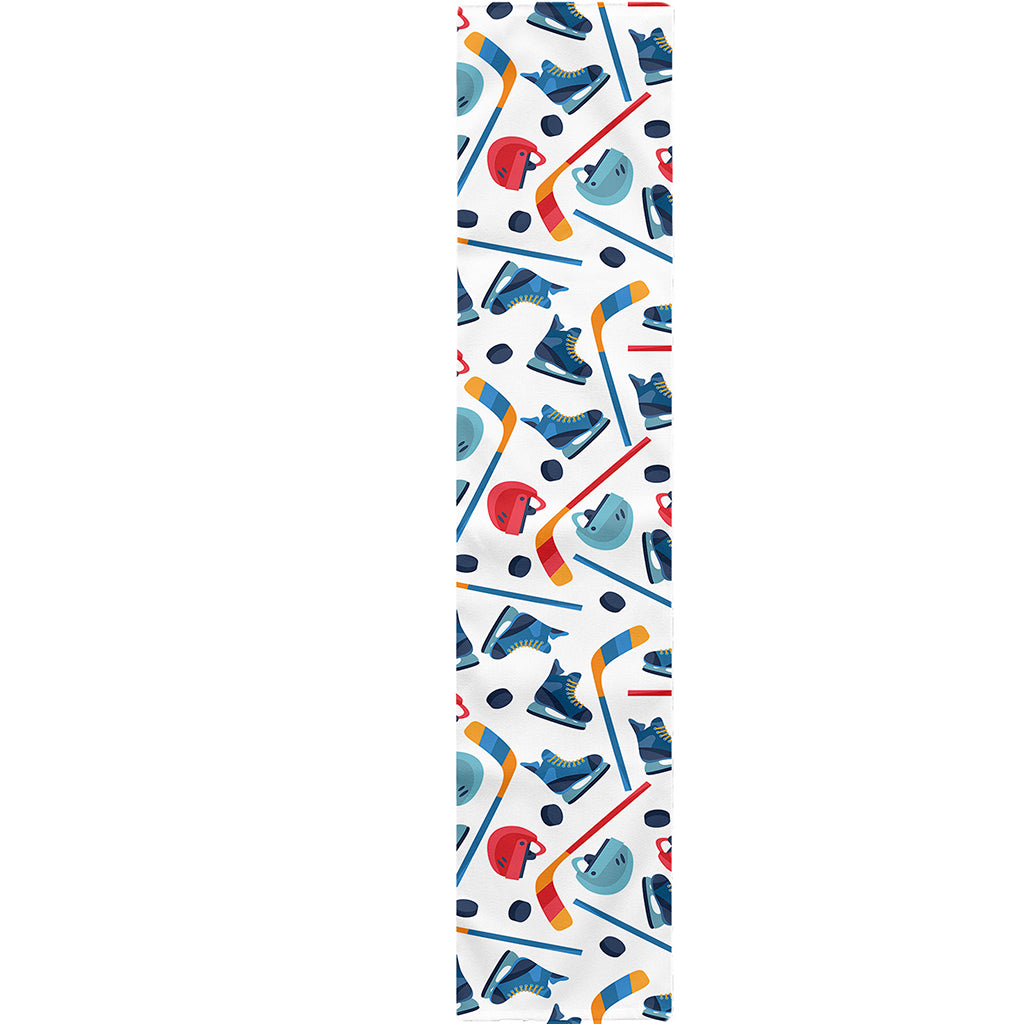 Hockey Equipment Pattern Print Table Runner