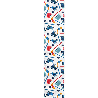 Hockey Equipment Pattern Print Table Runner