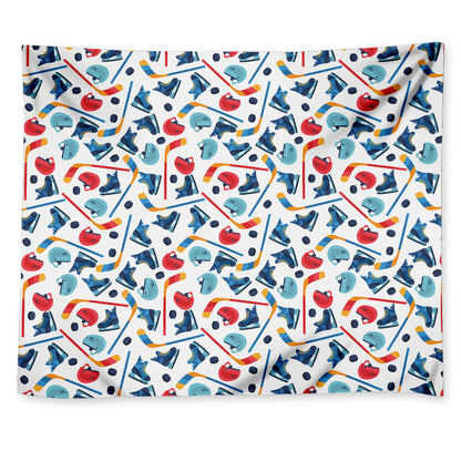 Hockey Equipment Pattern Print Tapestry