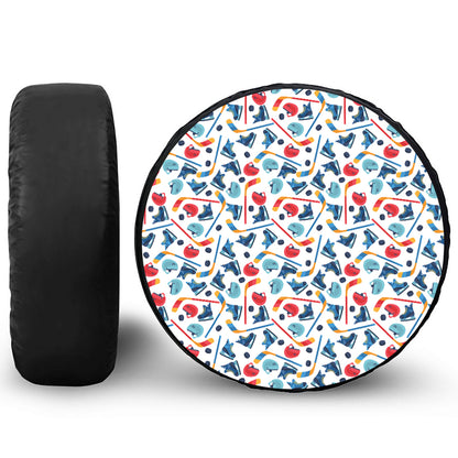 Hockey Equipment Pattern Print Tire Cover