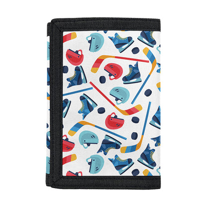 Hockey Equipment Pattern Print Trifold Wallet
