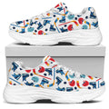 Hockey Equipment Pattern Print White Chunky Shoes