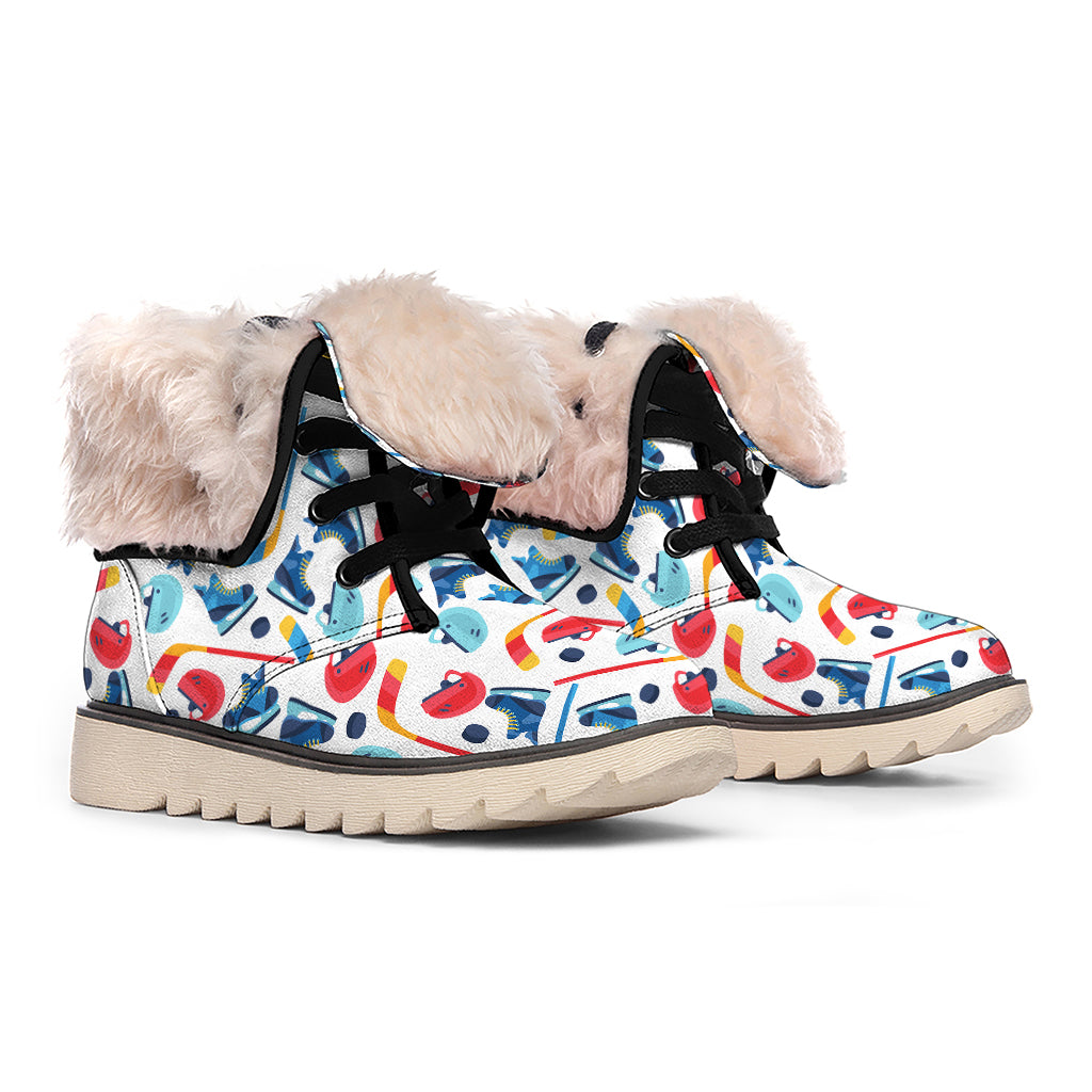 Hockey Equipment Pattern Print Winter Boots