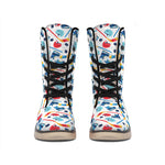 Hockey Equipment Pattern Print Winter Boots