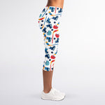 Hockey Equipment Pattern Print Women's Capri Leggings