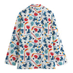 Hockey Equipment Pattern Print Women's Cotton Blazer