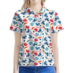 Hockey Equipment Pattern Print Women's Polo Shirt