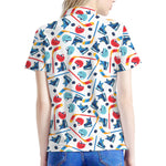 Hockey Equipment Pattern Print Women's Polo Shirt