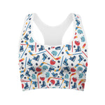 Hockey Equipment Pattern Print Women's Sports Bra