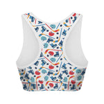 Hockey Equipment Pattern Print Women's Sports Bra
