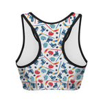 Hockey Equipment Pattern Print Women's Sports Bra