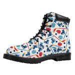 Hockey Equipment Pattern Print Work Boots