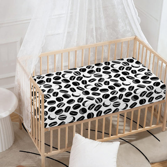 Hockey Puck Pattern Print Baby Crib Sheet