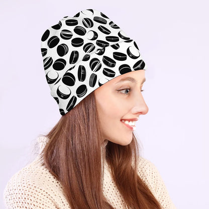 Hockey Puck Pattern Print Beanie