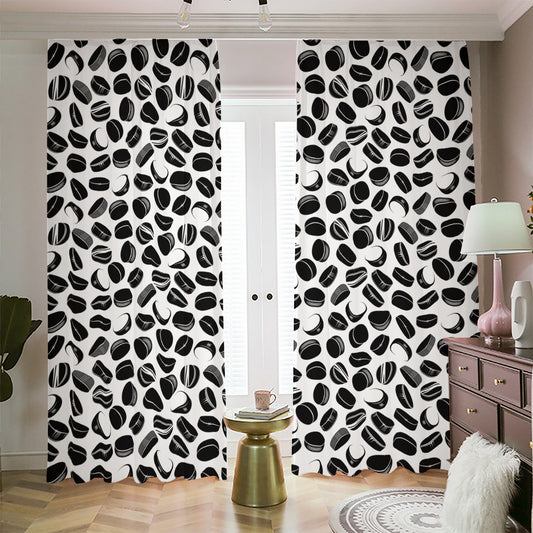 Hockey Puck Pattern Print Blackout Pencil Pleat Curtains