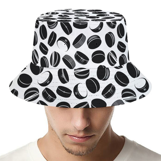 Hockey Puck Pattern Print Bucket Hat