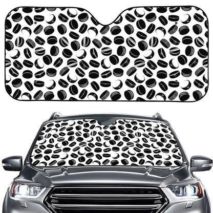 Hockey Puck Pattern Print Car Windshield Sun Shade