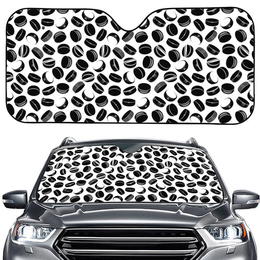 Hockey Puck Pattern Print Car Windshield Sun Shade