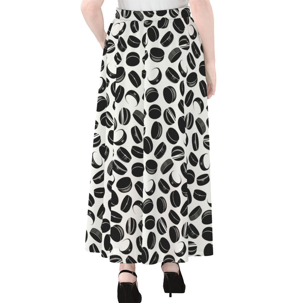Hockey Puck Pattern Print Chiffon Maxi Skirt