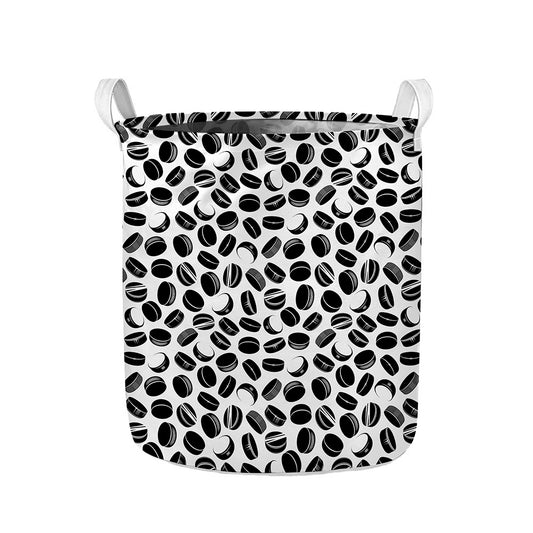 Hockey Puck Pattern Print Collapsible Laundry Basket
