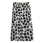 Hockey Puck Pattern Print Cotton Front Slit Maxi Skirt