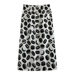 Hockey Puck Pattern Print Cotton Front Slit Maxi Skirt