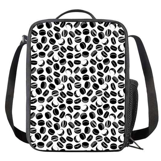 Hockey Puck Pattern Print Crossbody Lunch Bag
