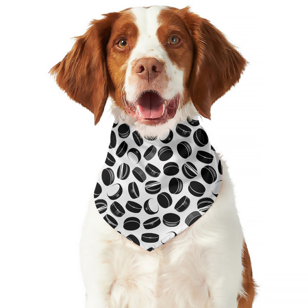 Hockey Puck Pattern Print Dog Bandana