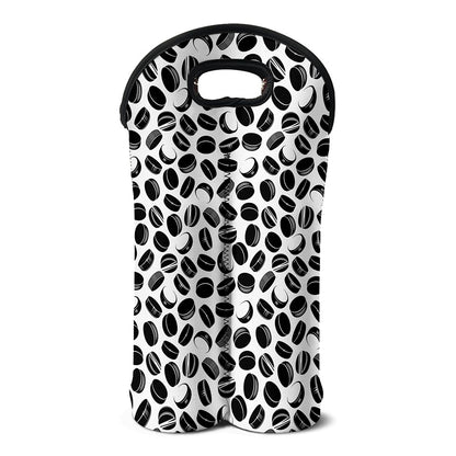 Hockey Puck Pattern Print Double Neoprene Wine Tote