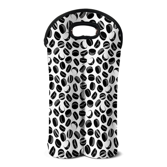 Hockey Puck Pattern Print Double Neoprene Wine Tote