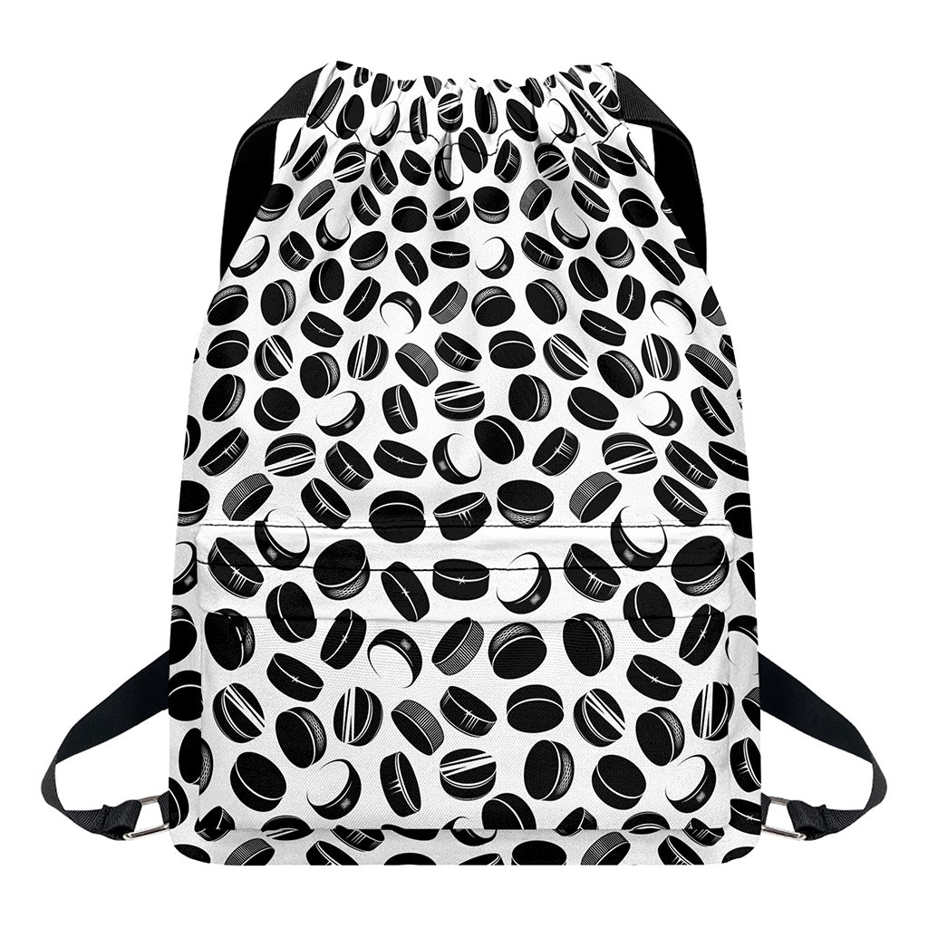 Hockey Puck Pattern Print Drawstring Backpack