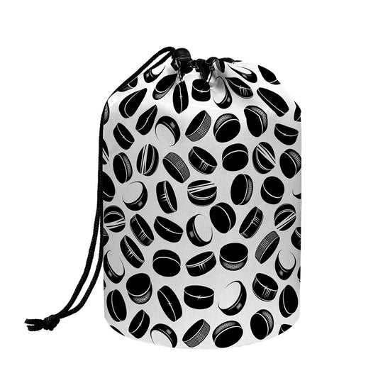 Hockey Puck Pattern Print Drawstring Makeup Bag