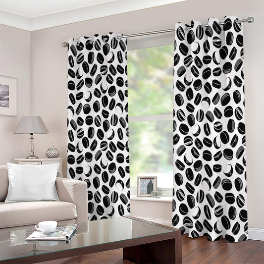 Hockey Puck Pattern Print Extra Wide Grommet Curtains