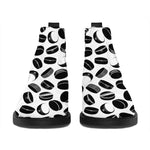 Hockey Puck Pattern Print Flat Ankle Boots