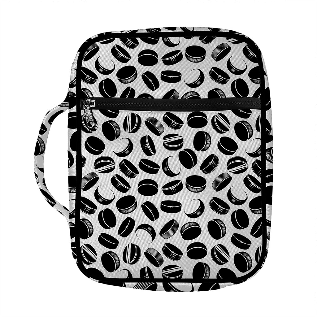 Hockey Puck Pattern Print Front Pocket Bible Bag